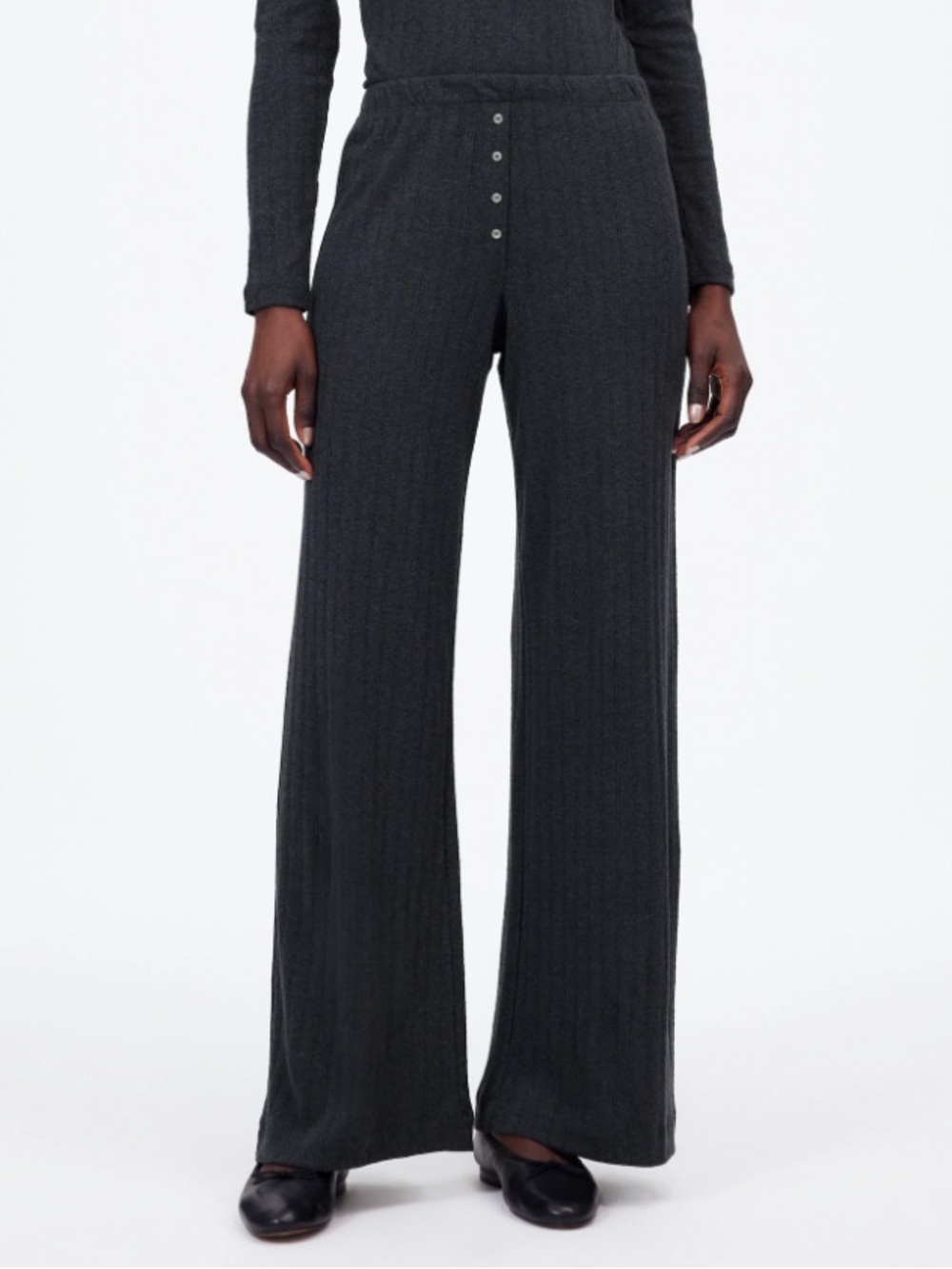 Madewell x LESET Pointelle Pant Size Medium - Grey Melange